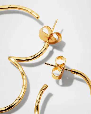NEST Jewelry Gold Heart Skinny Hoop Earrings | Thumbnail 3