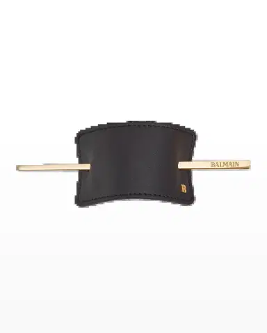 Balmain Hair Leather Hair Barrette | Thumbnail 2