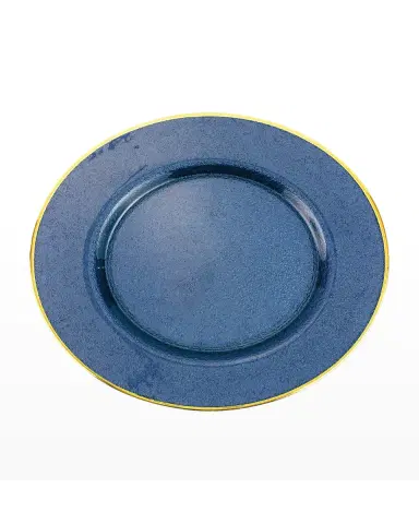 Vietri Metallic Glass Sapphire Charger | Thumbnail 2 Vietri Metallic Glass Sapphire Charger | Thumbnail 2