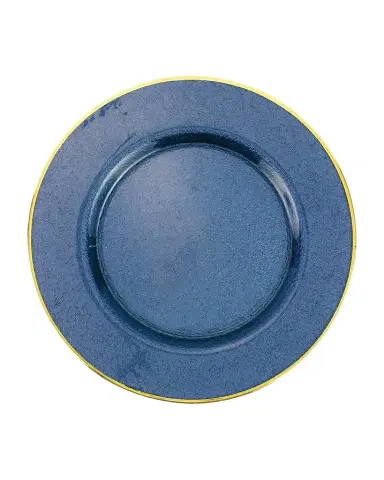 Vietri Metallic Glass Sapphire Charger | Thumbnail 1 Vietri Metallic Glass Sapphire Charger | Thumbnail 1