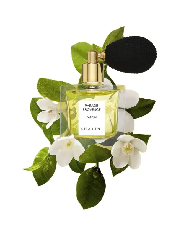 Shalini Parfum Paradis Provence Cubique Glass Bottle with Black Bulb Atomizer, 1.7 oz./ 50 mL