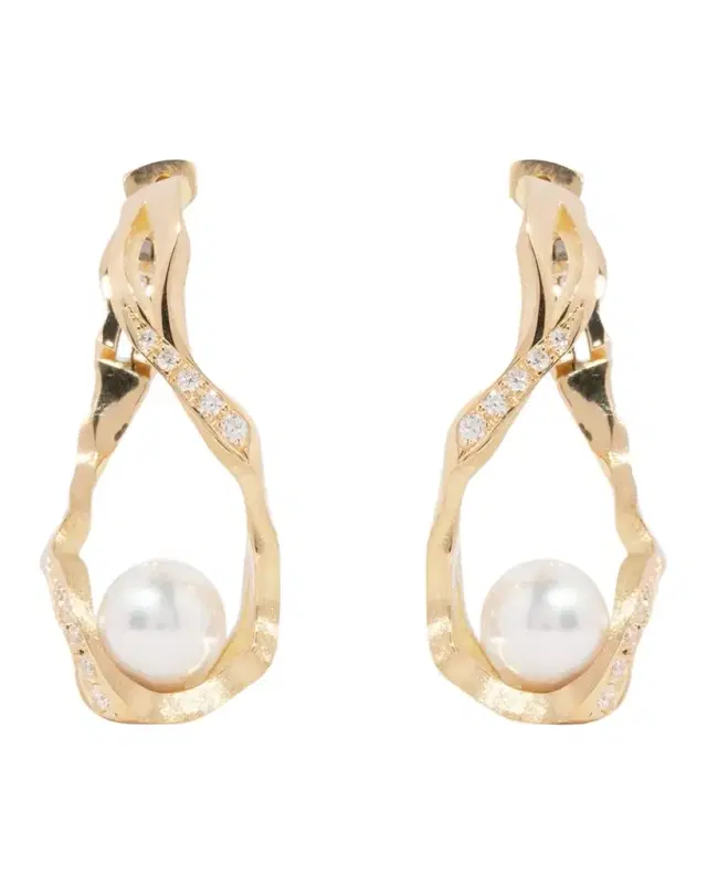 Kintsugi Infinity Pearl Hoop Earrings