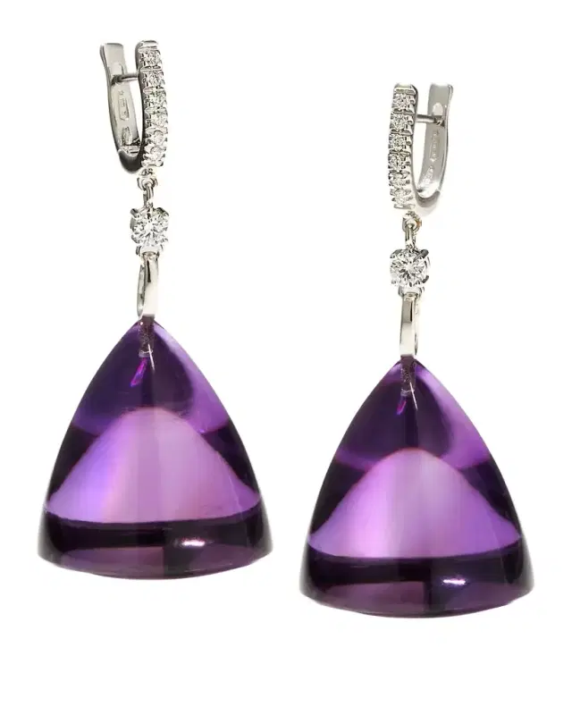 18K White Gold Renaissance Earrings with Amethyst and Diamonds