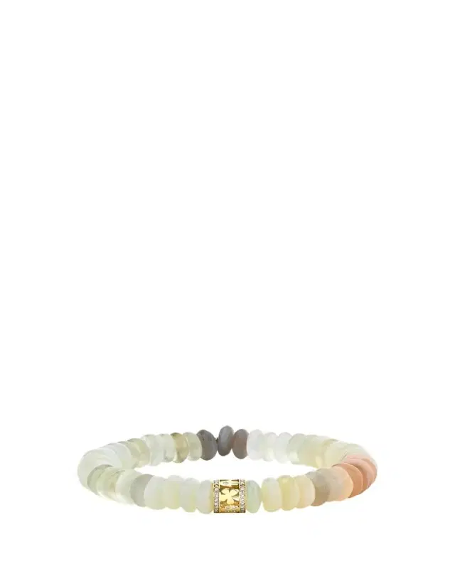 Lucky Rondelle on Multi Moonstone Smooth Rondelle Bracelet