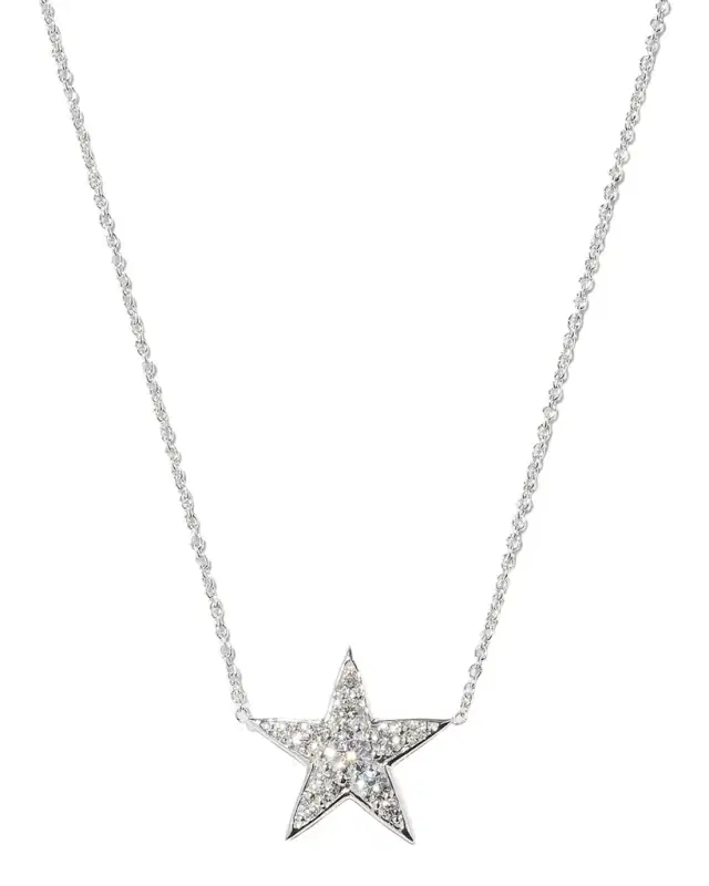 18K White Gold Diamond Star Necklace