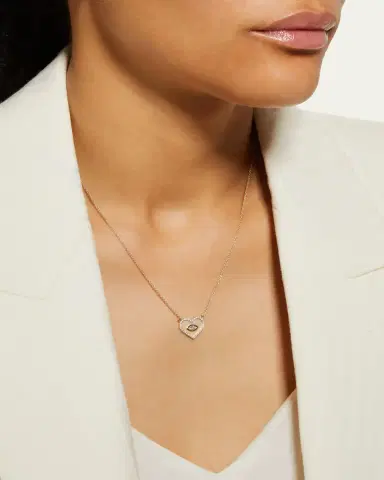 Sydney Evan Yellow Gold Small Heart Necklace with Marquise Eye | Thumbnail 2