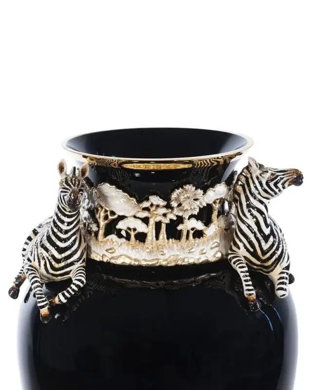 Jay Strongwater Embellished Zebra Vase