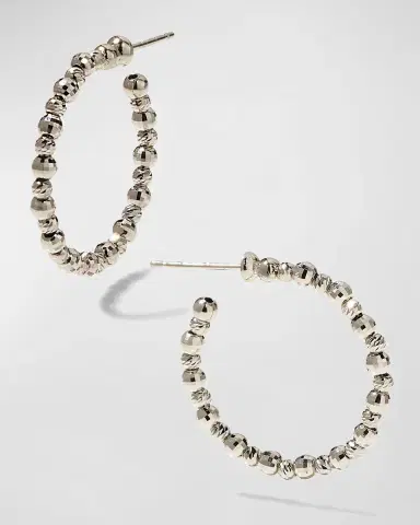 Platinum Born Platinum Small Hoop Earrings, 0.83" | Thumbnail 2