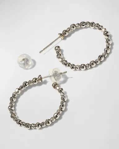 Platinum Born Platinum Small Hoop Earrings, 0.83" | Thumbnail 3
