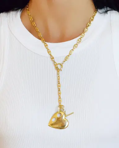Jenna Blake Yellow Gold Anchored Heart Charm with Diamonds | Thumbnail 1