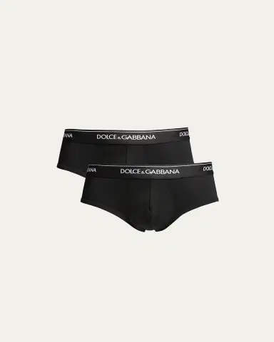 Dolce & Gabbana Men's Two-Pack Jersey Stretch Logo Briefs | Thumbnail 2