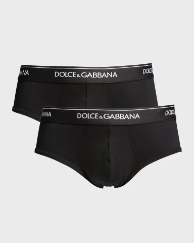 Dolce & Gabbana Men's Two-Pack Jersey Stretch Logo Briefs | Thumbnail 3