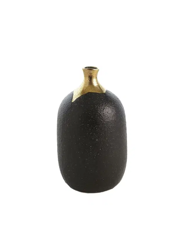 Global Views Dipped Golden Crackle 8.3" Cylinder Vase