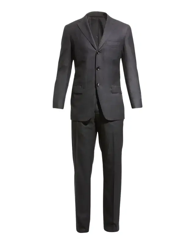 Men 's Two-Piece Solid Wool Suit