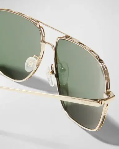 Ferragamo Men's Metal Gancini Rim Navigator Aviator Sunglasses | Thumbnail 4
