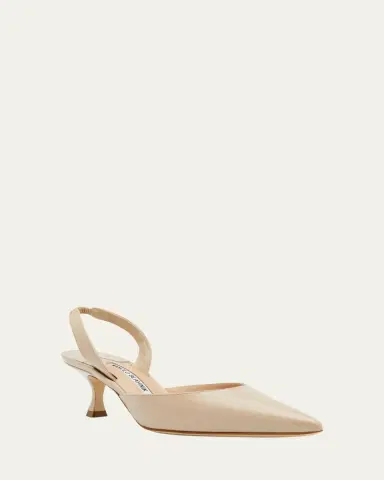 Manolo Blahnik Carolyne Kitten-Heel Halter Pumps | Thumbnail 8