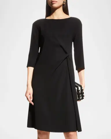 Emporio Armani Techno Cady Gathered Shift Dress | Thumbnail 3 Emporio Armani Techno Cady Gathered Shift Dress | Thumbnail 3
