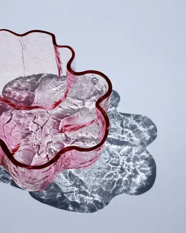 Kosta Boda Pink Crackle Vase, Low | Thumbnail 2 Kosta Boda Pink Crackle Vase, Low | Thumbnail 2