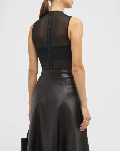 ALICE + OLIVIA Nichol Mock-Neck Mesh Bodysuit | Thumbnail 6