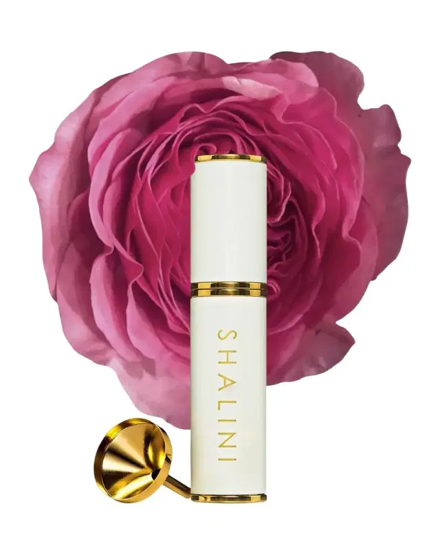Amorem Rose White Lacquer and Gold Plated Travel Spray, 0.4 oz./ 12.5 mL