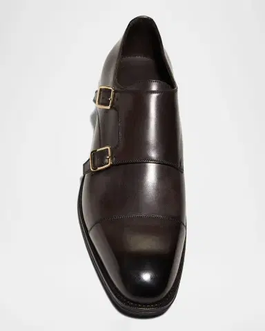 Tom Ford Men's Claydon Leather Double Monk Strap Loafers | Thumbnail 4