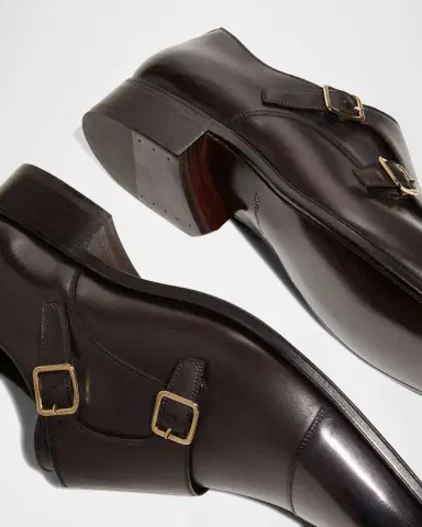 Tom Ford Men's Claydon Leather Double Monk Strap Loafers | Thumbnail 6