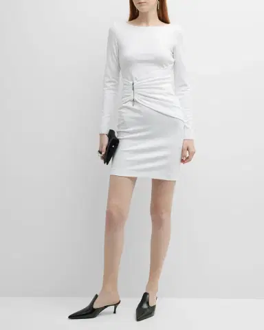 Emporio Armani Pleated Bateau-Neck Mini Dress | Thumbnail 2 Emporio Armani Pleated Bateau-Neck Mini Dress | Thumbnail 2