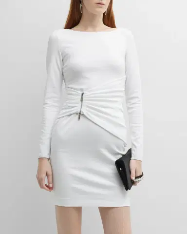 Emporio Armani Pleated Bateau-Neck Mini Dress | Thumbnail 3 Emporio Armani Pleated Bateau-Neck Mini Dress | Thumbnail 3
