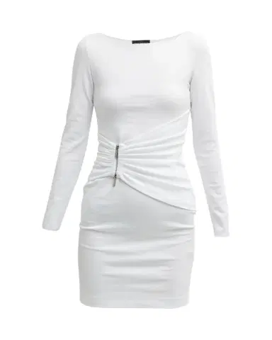 Emporio Armani Pleated Bateau-Neck Mini Dress | Thumbnail 1 Emporio Armani Pleated Bateau-Neck Mini Dress | Thumbnail 1