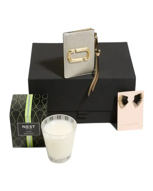 Neiman Marcus NEST New York Candle, Mignonne Gavigan Earrings & Marc Jacobs Card Case Gift Box Set