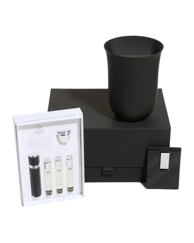 Neiman Marcus Creed Aventus En Voyage Travel Set, Sanitizing Charger, and Burberry Card Case Gift Box Set