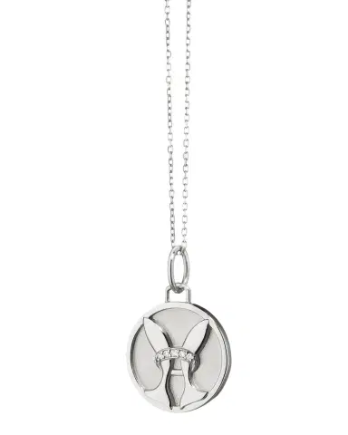 Monica Rich Kosann Sterling Silver Pisces Zodiac Charm Necklace with White Sapphires | Thumbnail 1 Monica Rich Kosann Sterling Silver Pisces Zodiac Charm Necklace with White Sapphires | Thumbnail 1