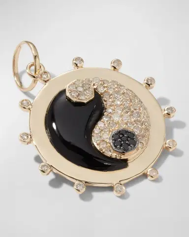 Kastel Jewelry 14k Yin-Yang Onyx and Diamond Pendant | Thumbnail 2