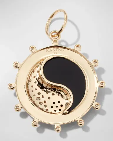 Kastel Jewelry 14k Yin-Yang Onyx and Diamond Pendant | Thumbnail 3