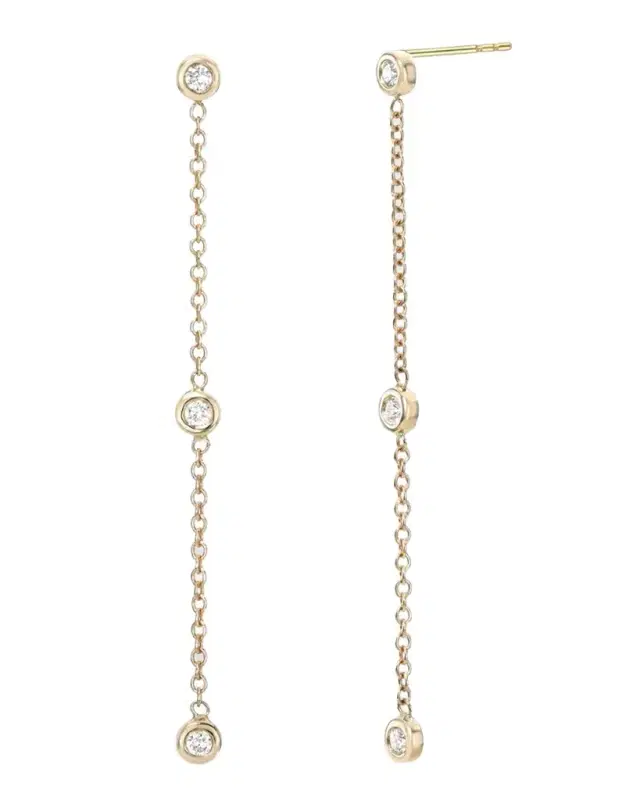 Triple Bezel Diamond Drop Earrings