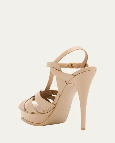 Saint Laurent Tribute Leather T-Strap Platform Sandals | Thumbnail 4 Saint Laurent Tribute Leather T-Strap Platform Sandals | Thumbnail 4