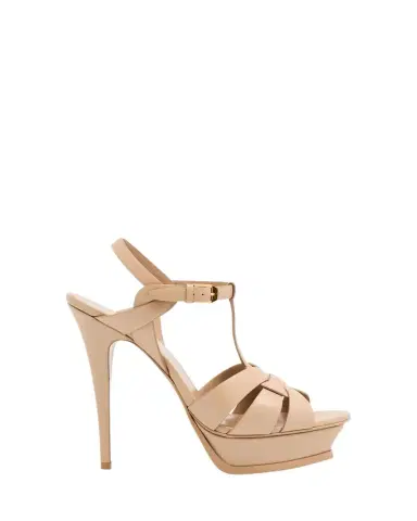 Saint Laurent Tribute Leather T-Strap Platform Sandals | Thumbnail 1 Saint Laurent Tribute Leather T-Strap Platform Sandals | Thumbnail 1