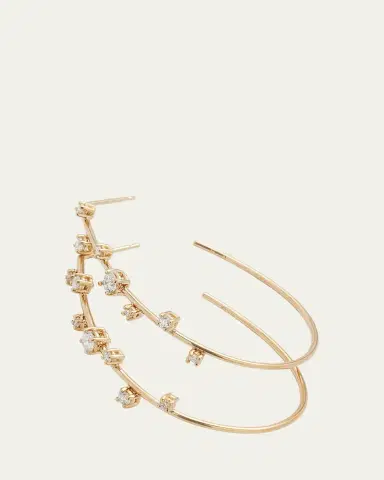 Lana 14K Gold Small Solo Tear Drop Hoop Earrings with Diamonds, 36mm | Thumbnail 3