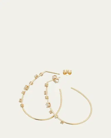 Lana 14K Gold Small Solo Tear Drop Hoop Earrings with Diamonds, 36mm | Thumbnail 4