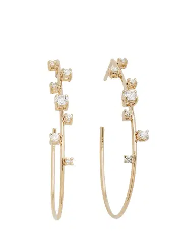 Lana 14K Gold Small Solo Tear Drop Hoop Earrings with Diamonds, 36mm | Thumbnail 1