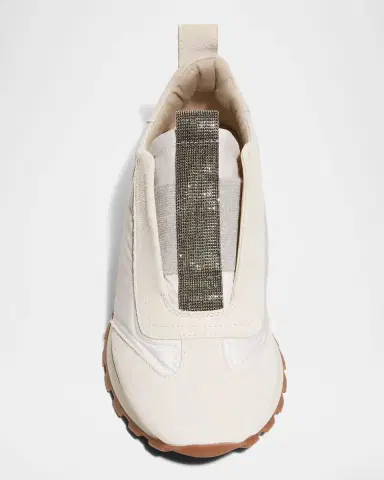 Brunello Cucinelli Mixed Leather Slip-On Runner Sneakers | Thumbnail 5 Brunello Cucinelli Mixed Leather Slip-On Runner Sneakers | Thumbnail 5