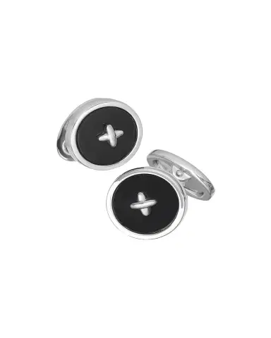 Jan Leslie Men's Black Onyx Button Cufflinks | Thumbnail 1