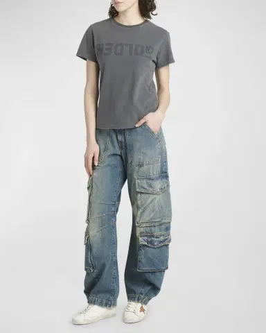Golden Goose Distressed Crewneck Logo T-Shirt | Thumbnail 2