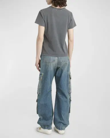 Golden Goose Distressed Crewneck Logo T-Shirt | Thumbnail 3