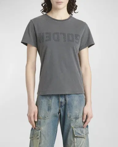 Golden Goose Distressed Crewneck Logo T-Shirt | Thumbnail 4