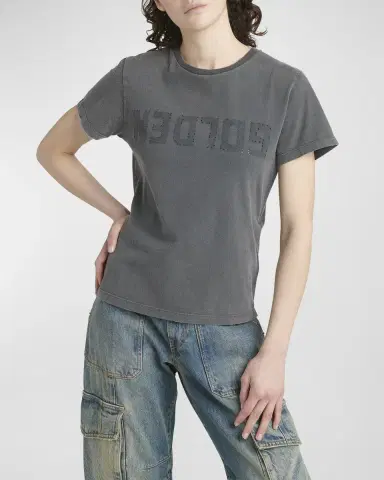 Golden Goose Distressed Crewneck Logo T-Shirt | Thumbnail 7