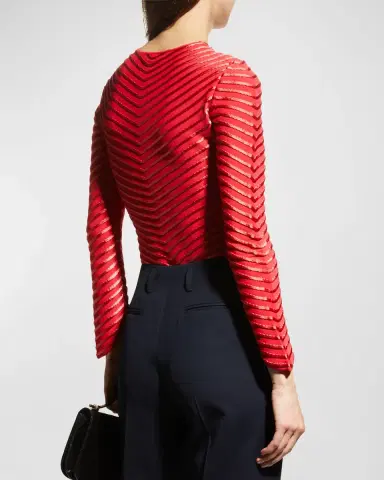 Giorgio Armani Striped Twist-Cutout Top | Thumbnail 3