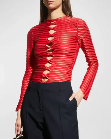 Giorgio Armani Striped Twist-Cutout Top | Thumbnail 4