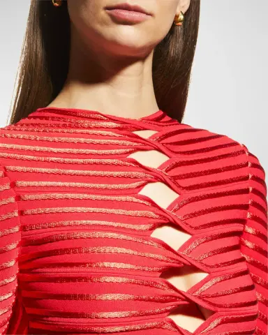 Giorgio Armani Striped Twist-Cutout Top | Thumbnail 5