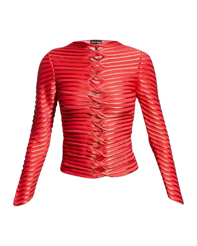 Striped Twist-Cutout Top